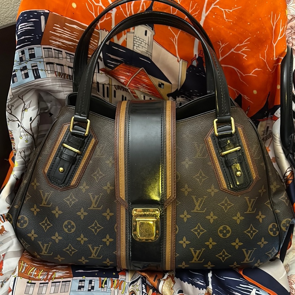 Louis Vuitton Brown and Black Shoulder Bag with Monogram Canvas